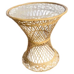 Mid Century Modern Spun Fiber Glass Hour Glass Side Table