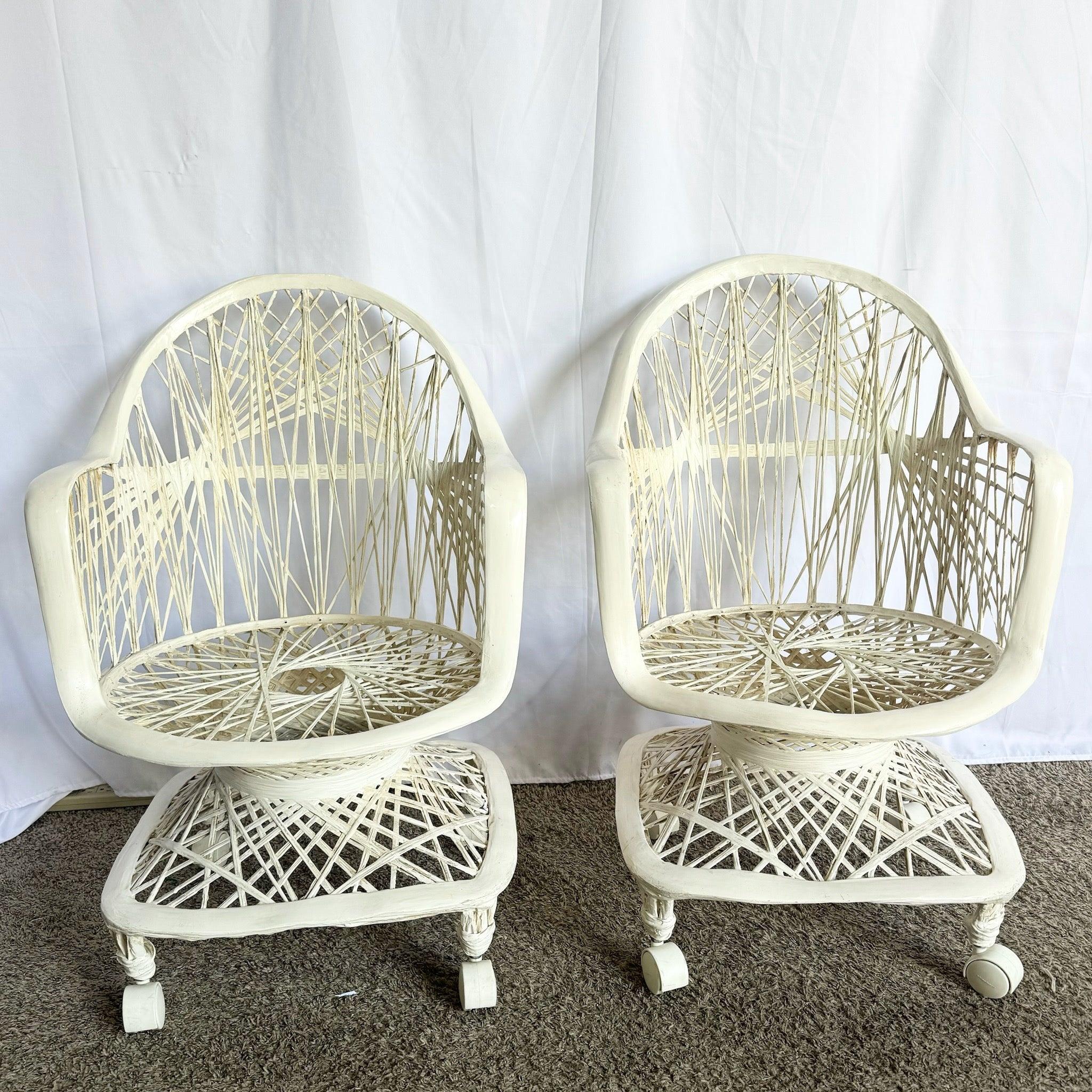 Fine XX secolo Poltroncine da pranzo in fibra di vetro filata del Mid Century Modern su rotelle - Set di 6 in vendita