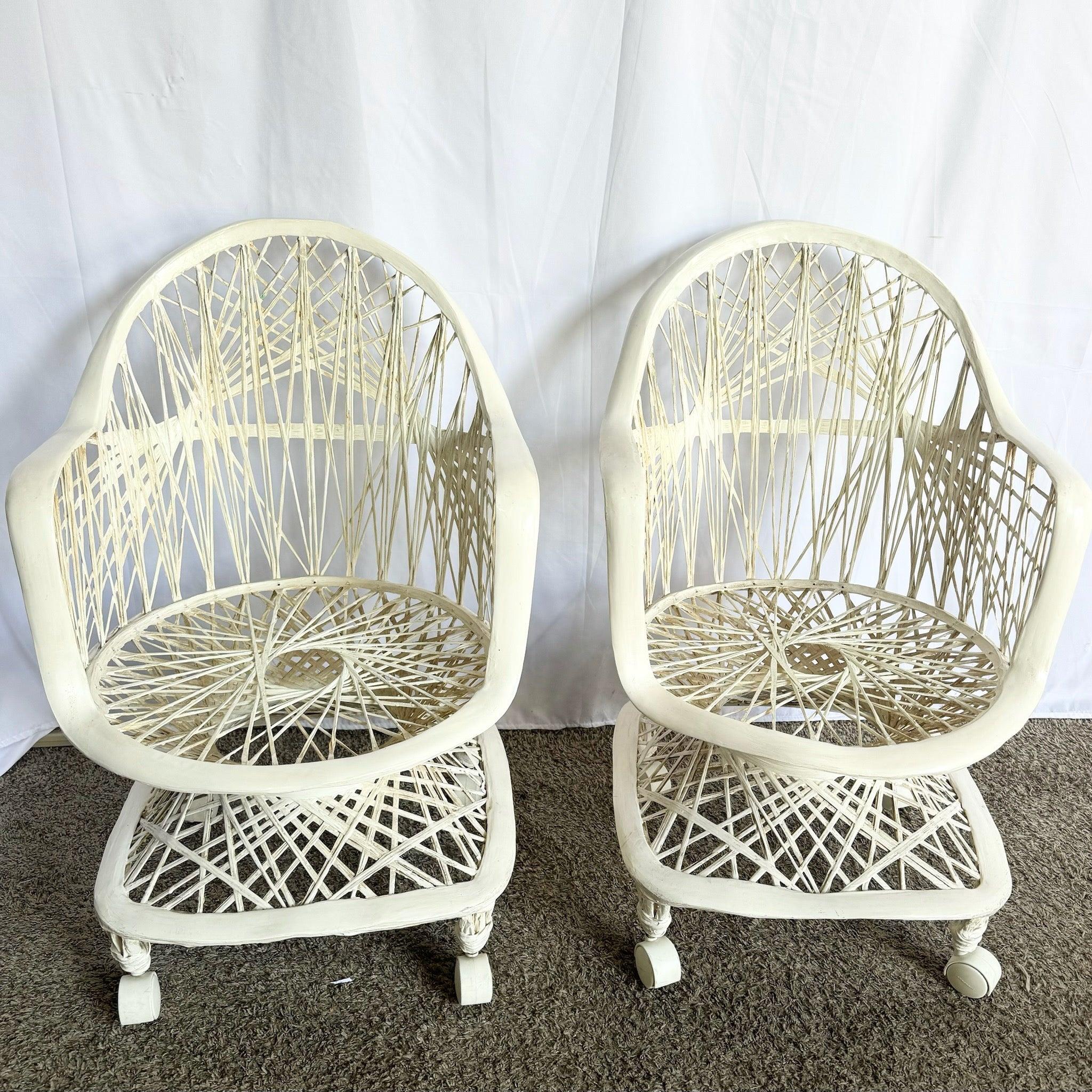 Vetroresina Poltroncine da pranzo in fibra di vetro filata del Mid Century Modern su rotelle - Set di 6 in vendita