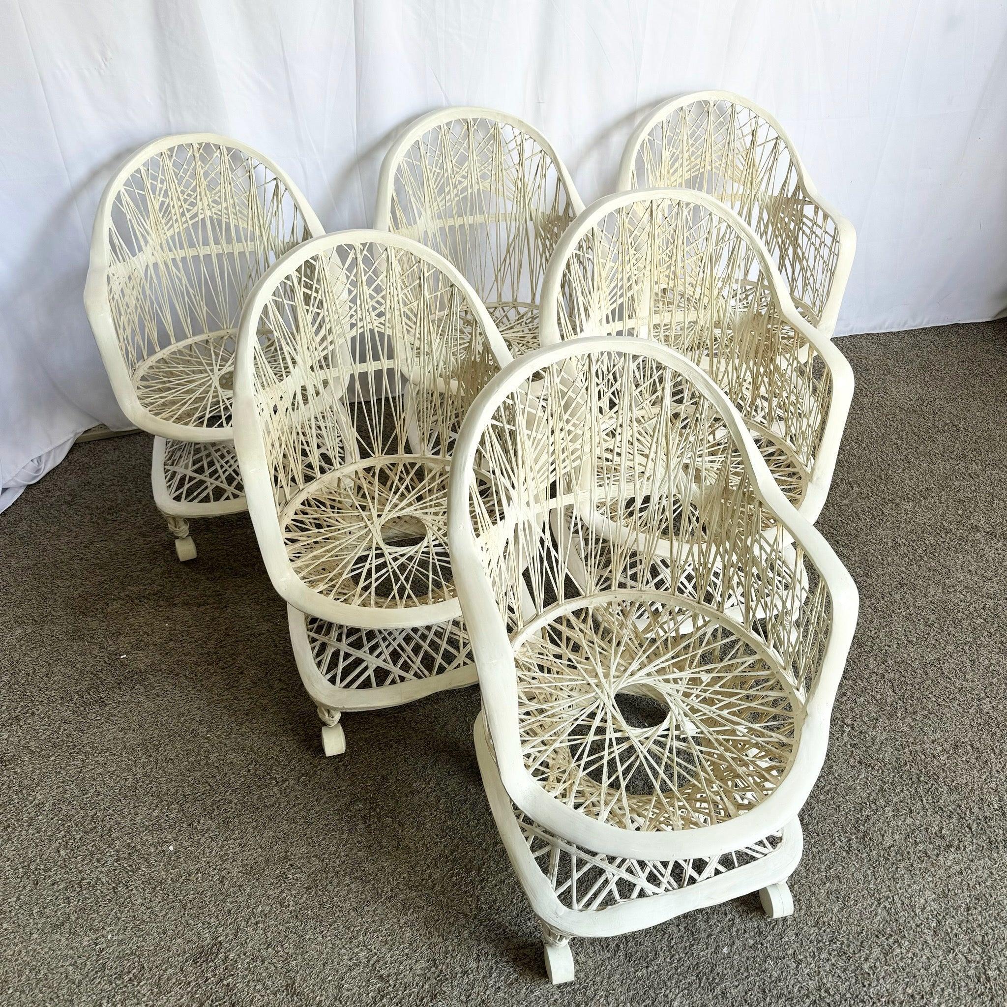 Poltroncine da pranzo in fibra di vetro filata del Mid Century Modern su rotelle - Set di 6 in vendita 1