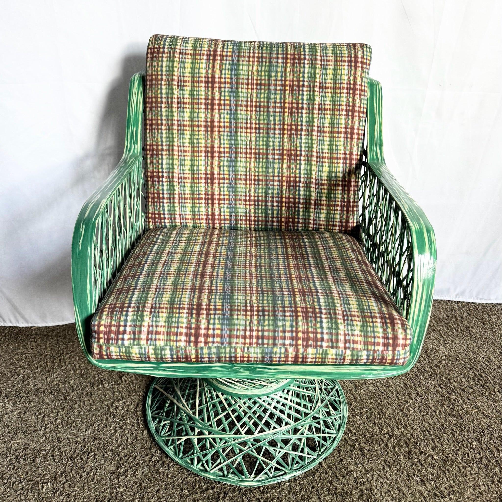 XX secolo Sedia da salotto verde in fibra di vetro filata del Mid Century Modern in vendita