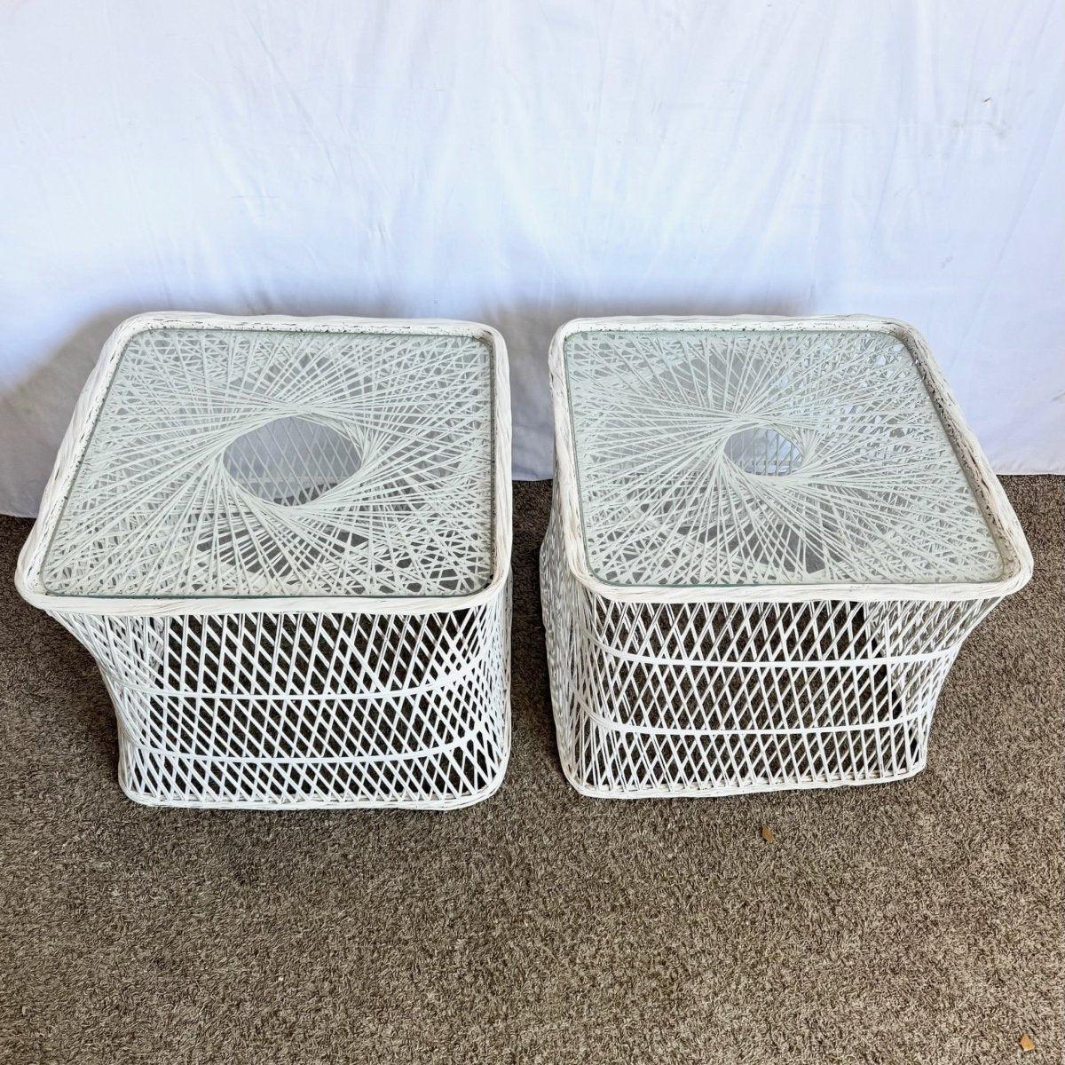 American Mid Century Modern Spun Fiberglass Side Tables - A Pair For Sale