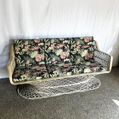 Mid Century Modern Spun Fiberglass Sofa With Foliage Cushions