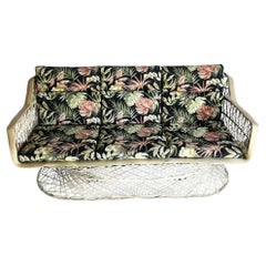 Mid Century Modern Spun Fiberglass Sofa With Foliage Cushions