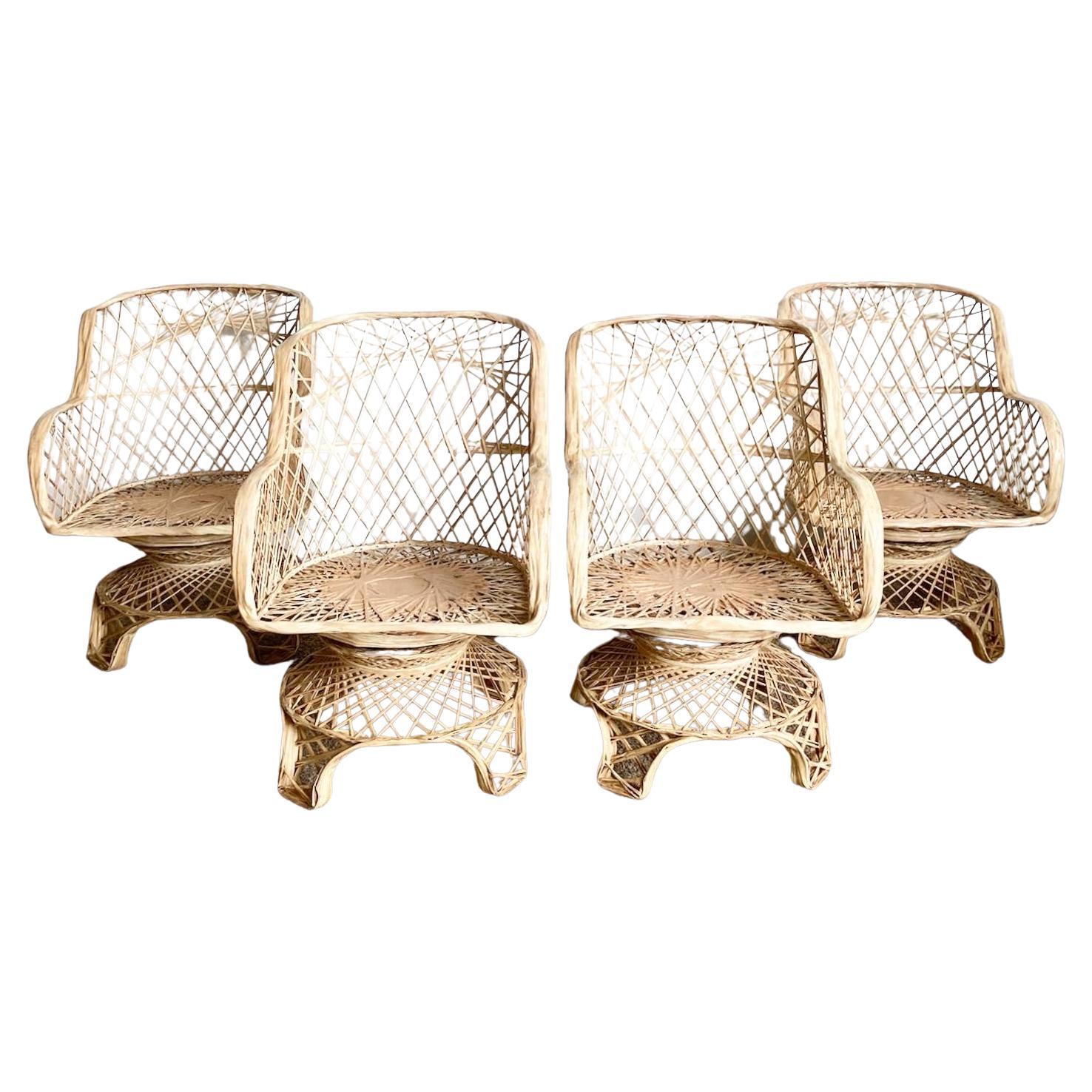 Mid Century Modern Spun Fiberglass Swivel Arm Chairs - Set of 4 For Sale