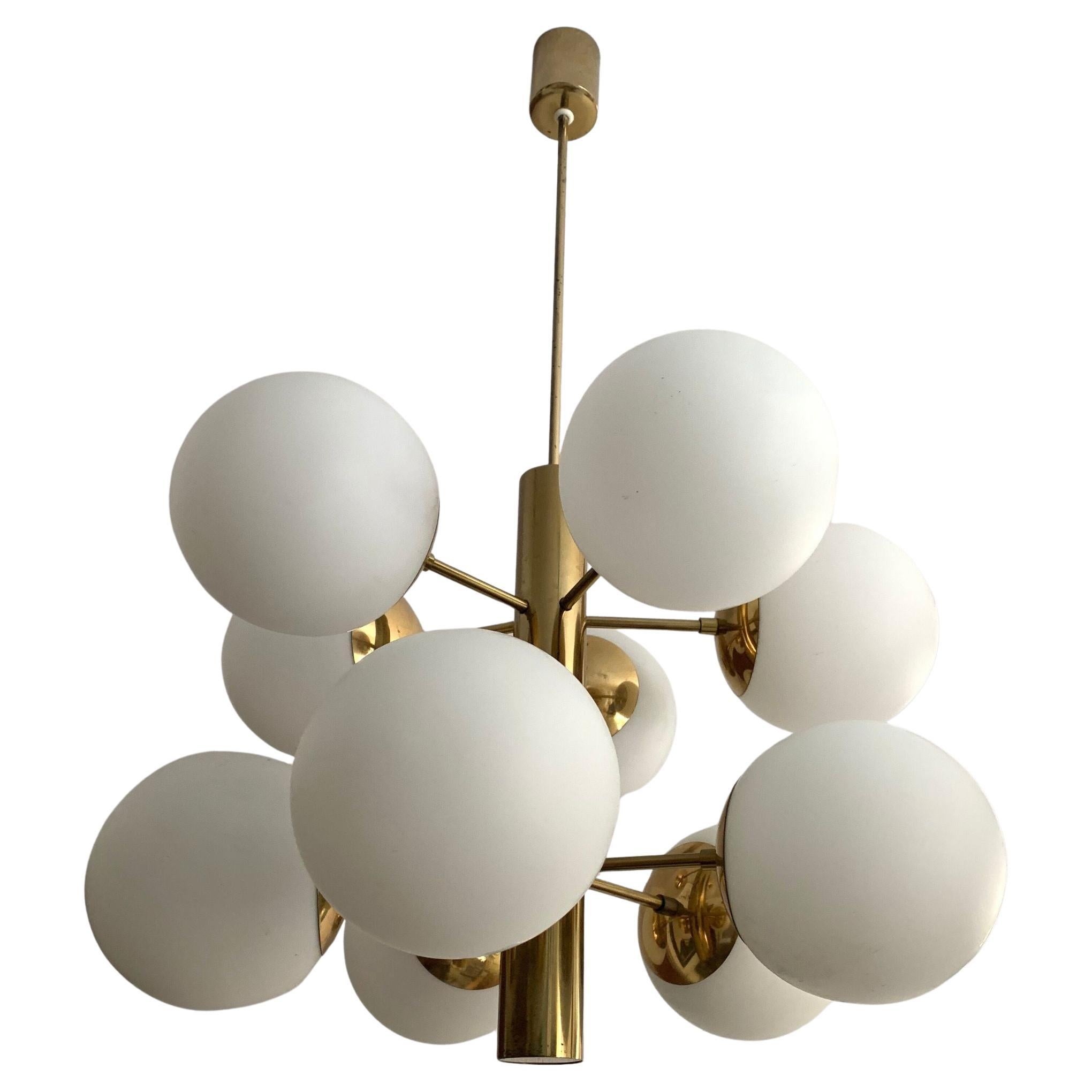 Mid-Century Modern Sputnik Chandelier, 10 Globes, 1970s For Sale