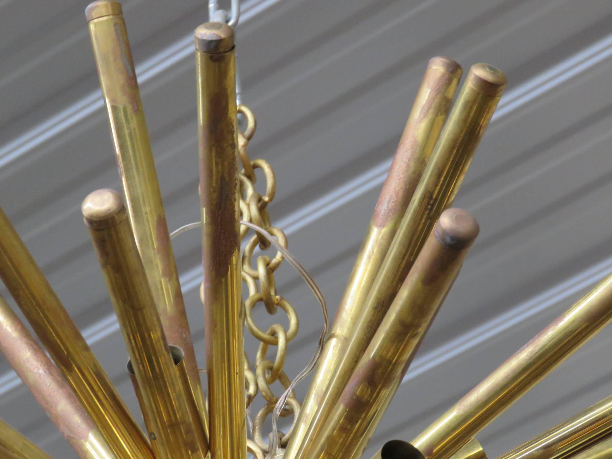 Late 20th Century Italian Brass Mid-Century Modern Sputnik Chandelier