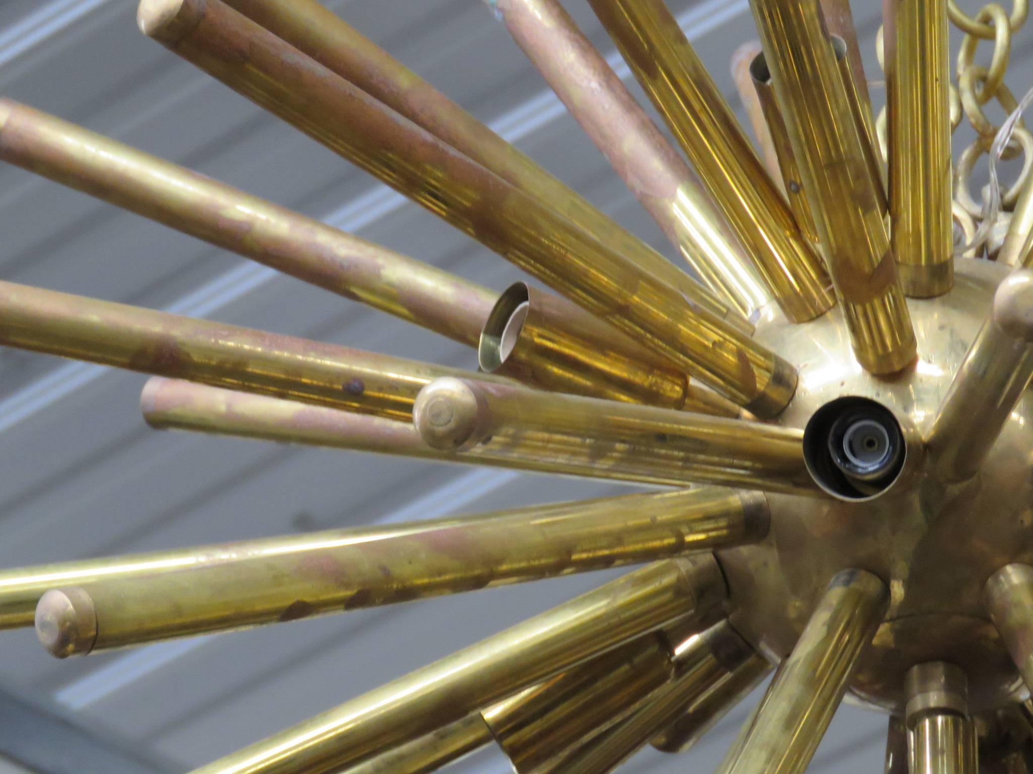 Italian Brass Mid-Century Modern Sputnik Chandelier 1