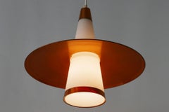 Mid-Century Modern Sputnik Copper & Opaline Glass Pendant Lamp UFO 1950s Denmark