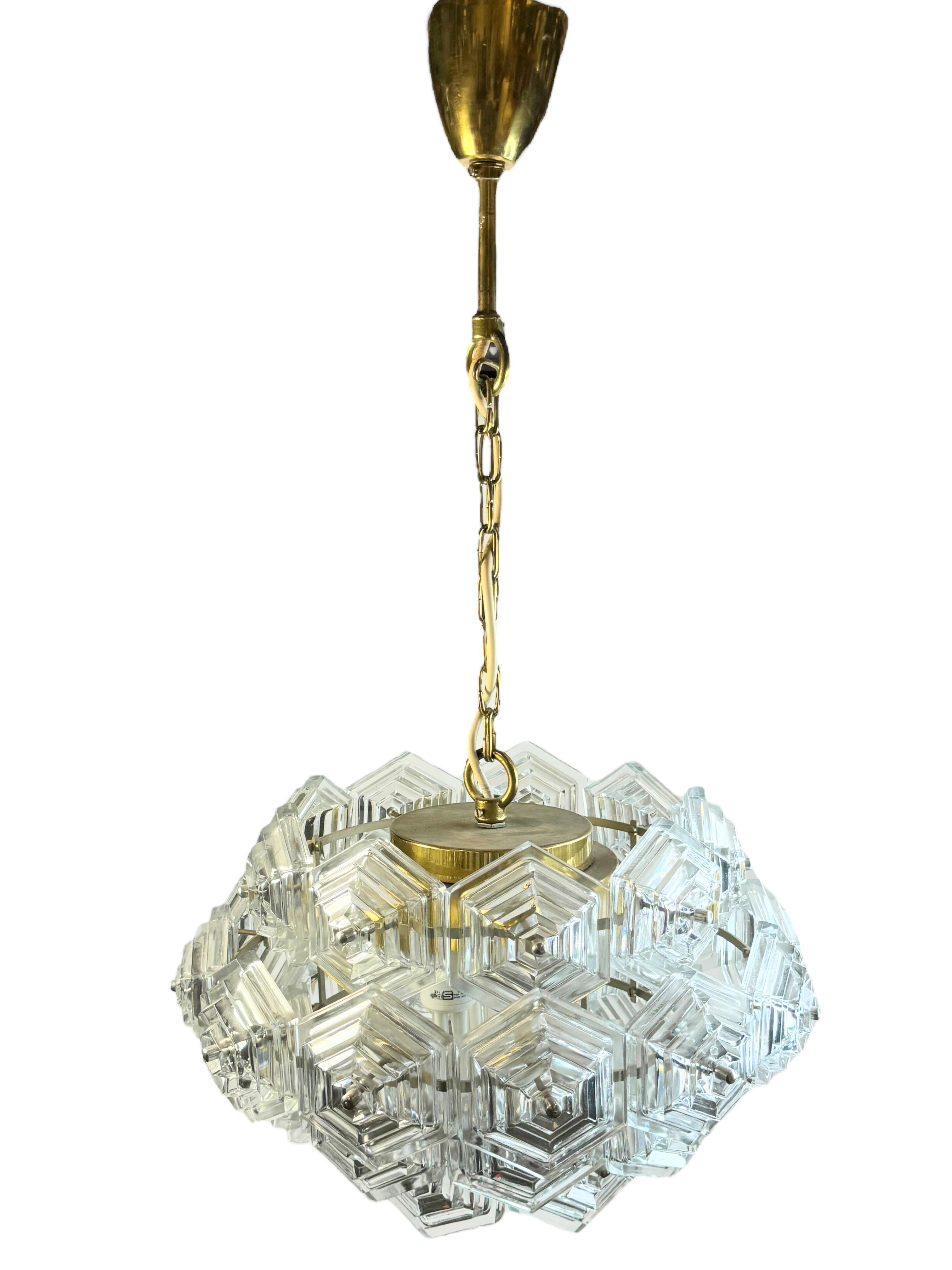 Mid-Century Modern Mid Century Modern Sputnik Glass Prism Chandelier Germany GDR VEB Leuchten 1960s