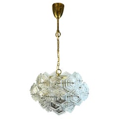 Mid Century Modern Sputnik Glass Prism Chandelier Germany GDR VEB Leuchten 1960s