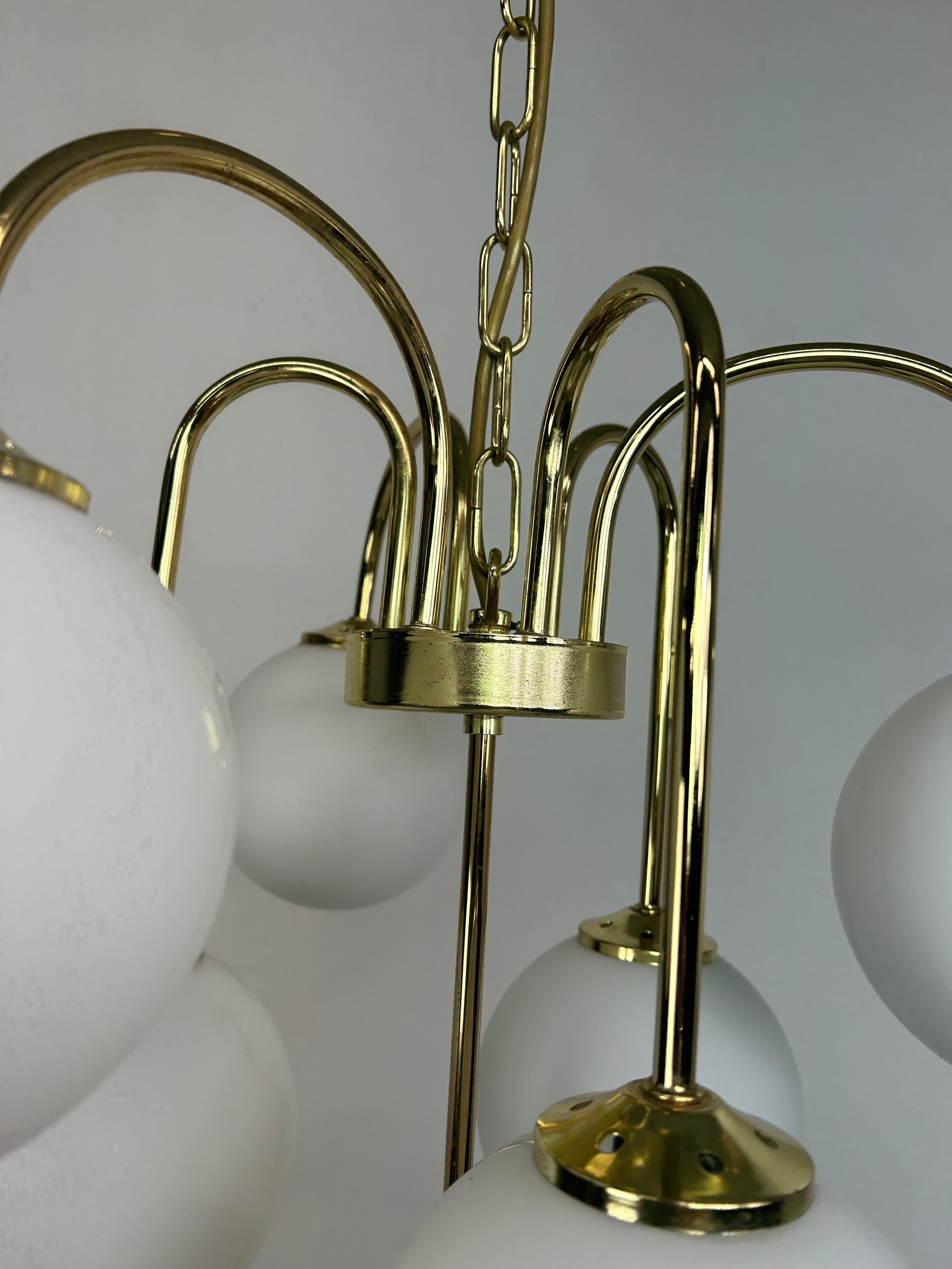 Metal Mid-century modern Sputnik hanging lamp by Jaroslav Bejvl for Lustry Kamenický Š