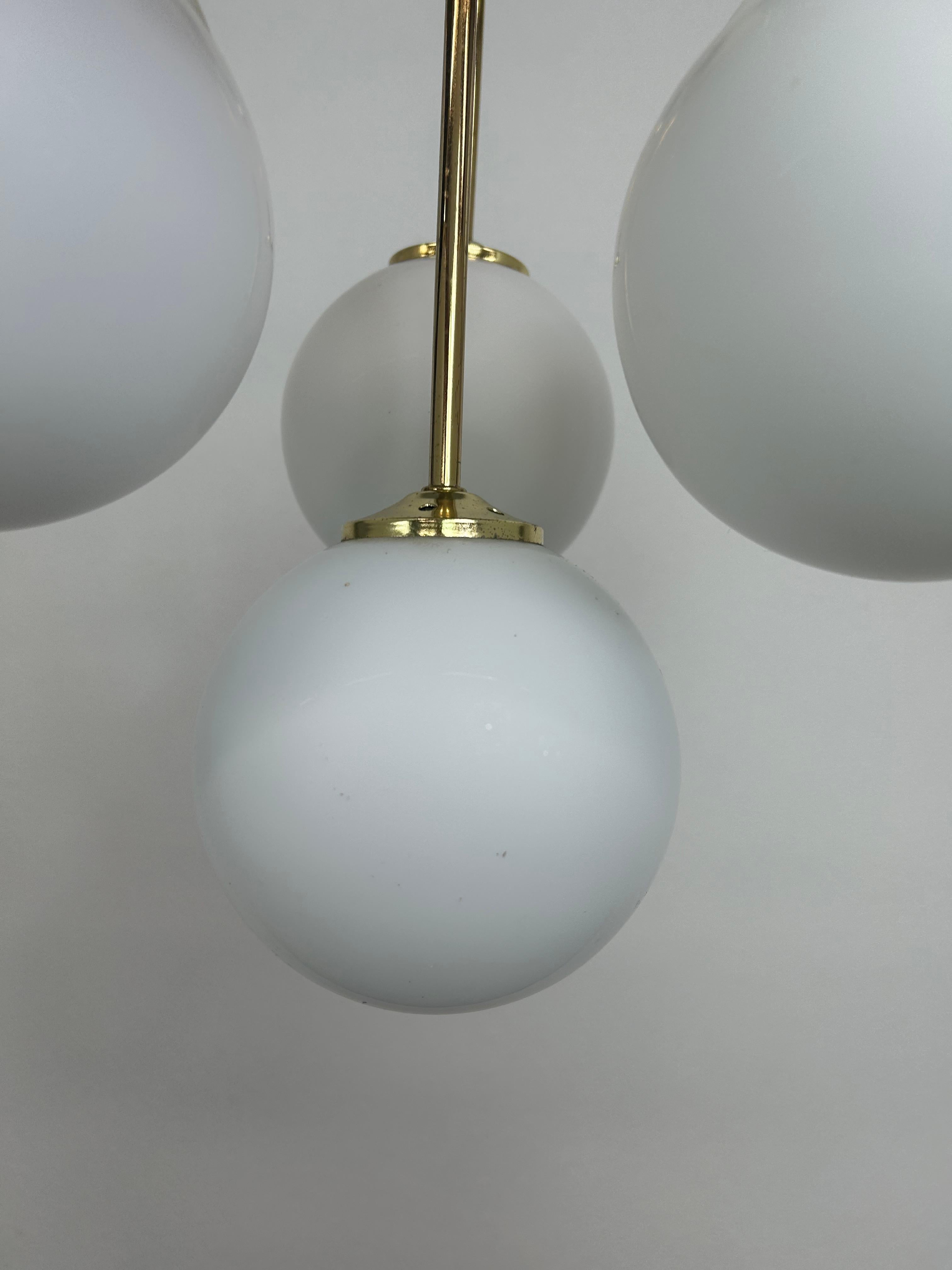 Mid-century modern Sputnik hanging lamp by Jaroslav Bejvl for Lustry Kamenický Š 1