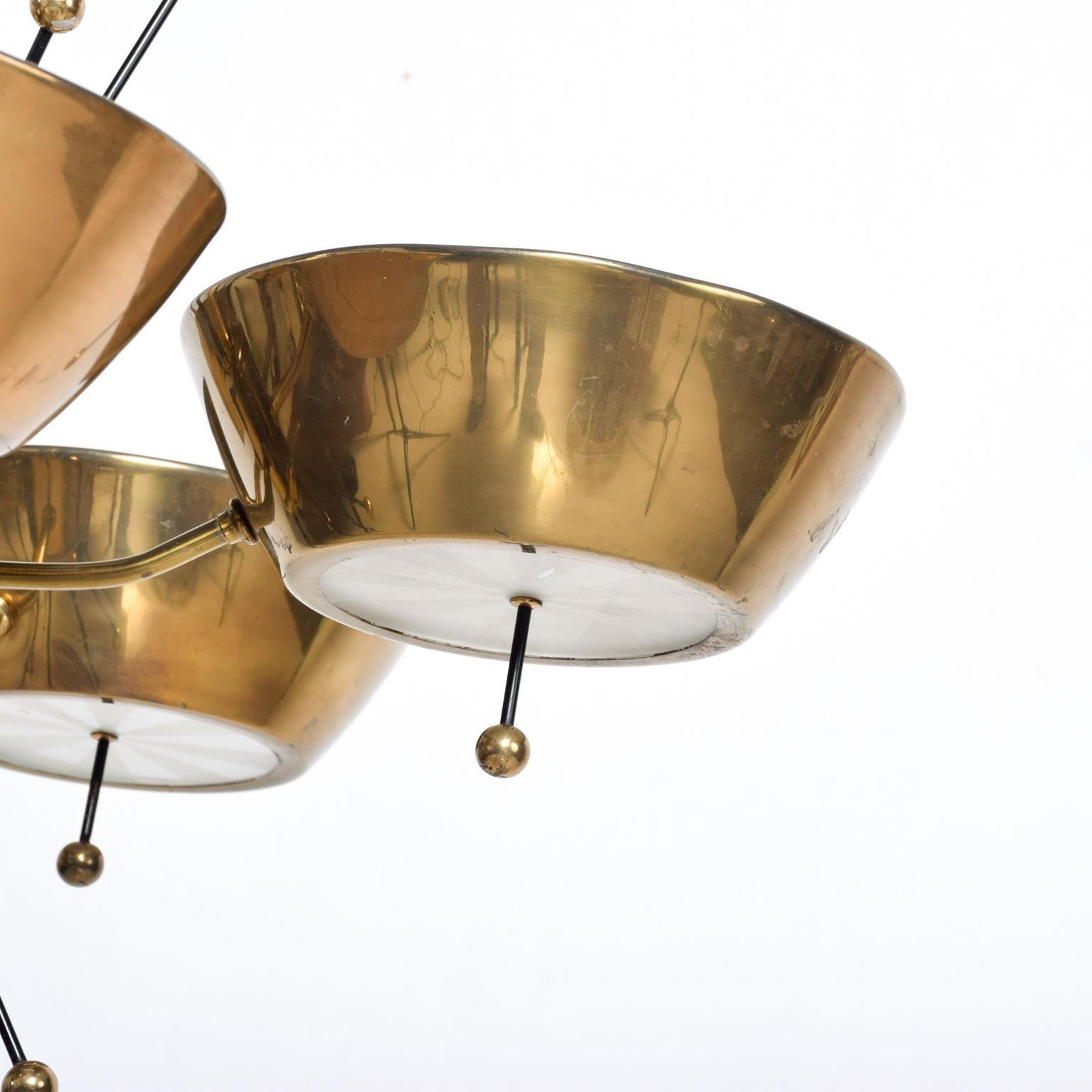 Mid-Century Modern Sputnik Italian Chandelier in Brass Paavo Tynell Attributed 1
