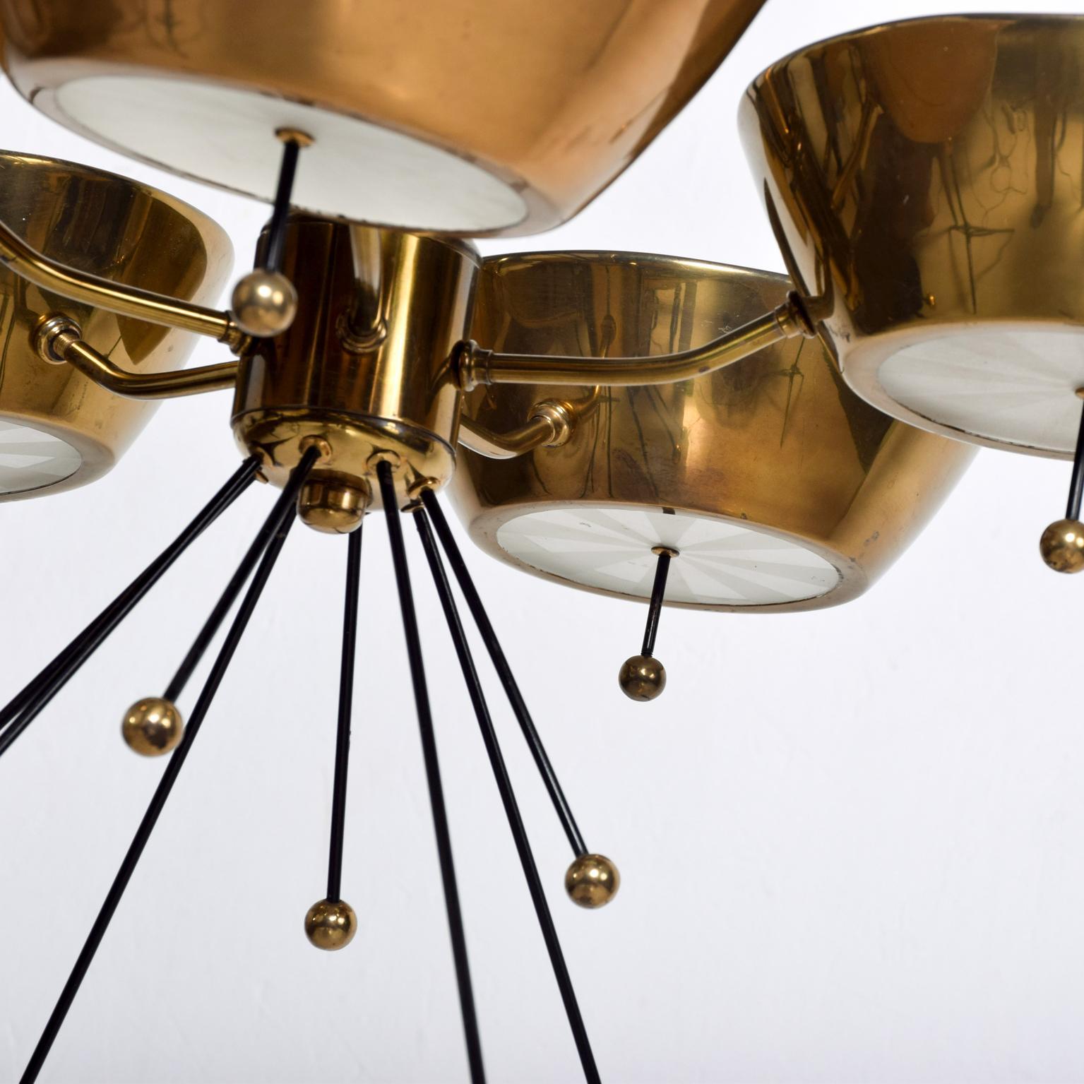 Mid-Century Modern Sputnik Italian Chandelier in Brass Paavo Tynell Attributed 2