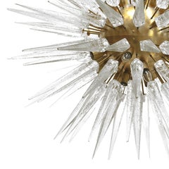 Mid-Century Modern Sputnik Murano Glass and Brass Italian Chandelier