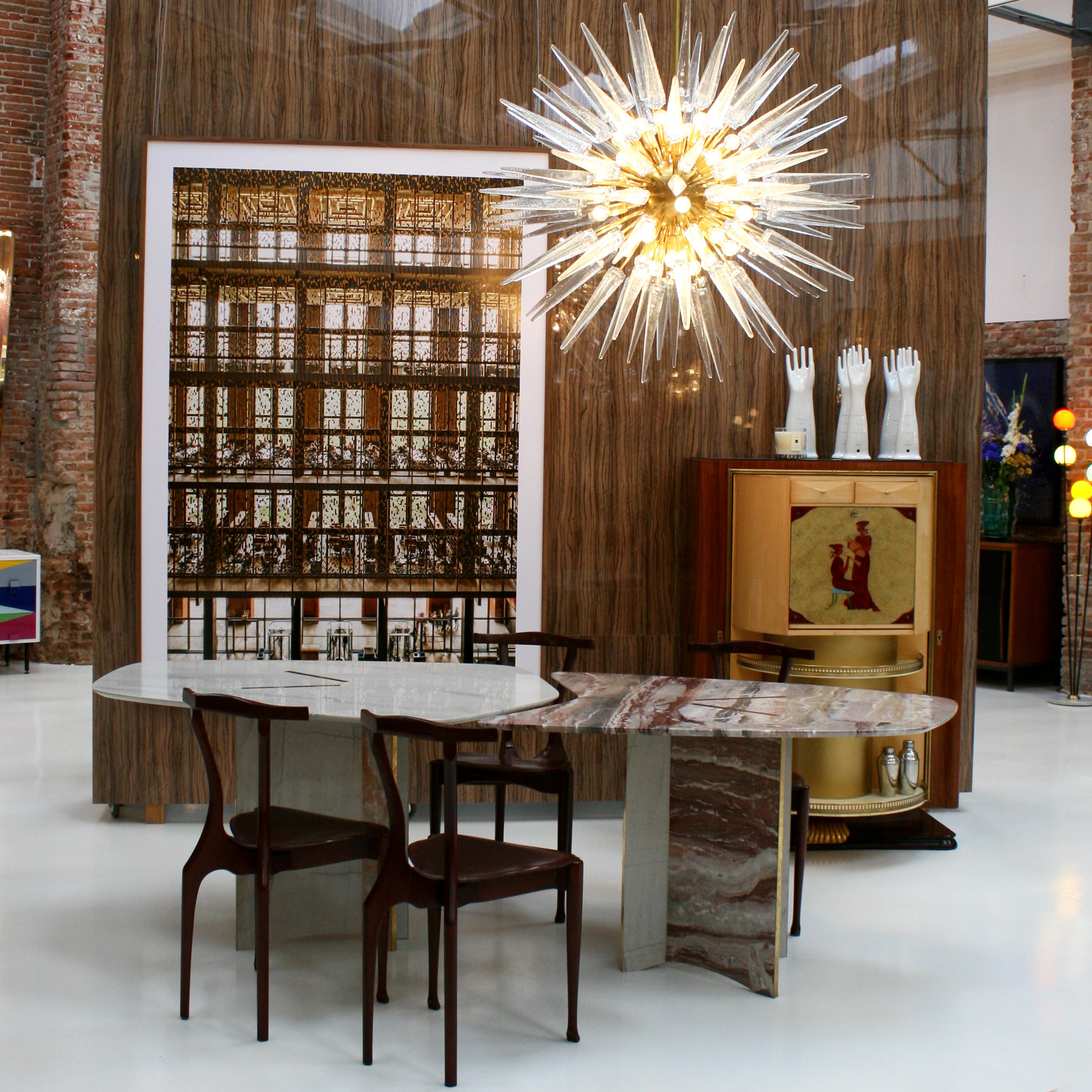 Mid-Century Modern Sputnik Murano Glass and Brass Italian Chandelier In Good Condition For Sale In Ibiza, Spain