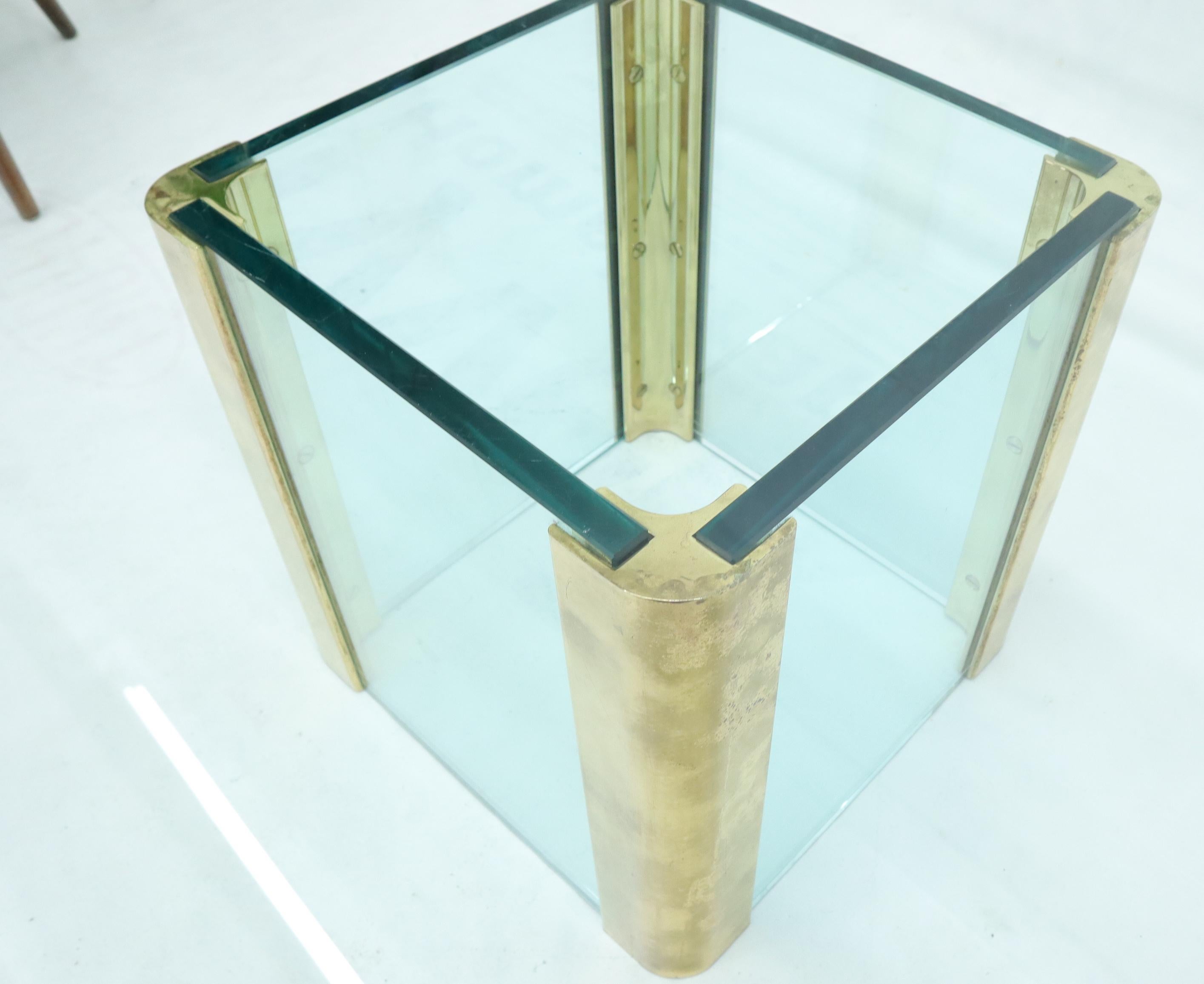 Mid-Century Modern Square Glass and Brass Coffee Table For Sale 1