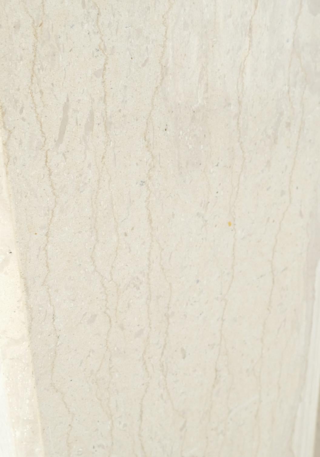Marbre The Modernity Square Beveled Tall Travertine Marble Pedestals End Tables en vente
