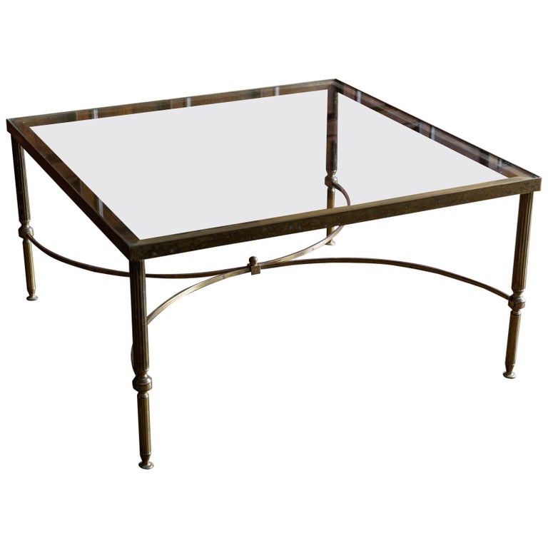 MidCentury Modern Square Brass Coffee Table at 1stDibs