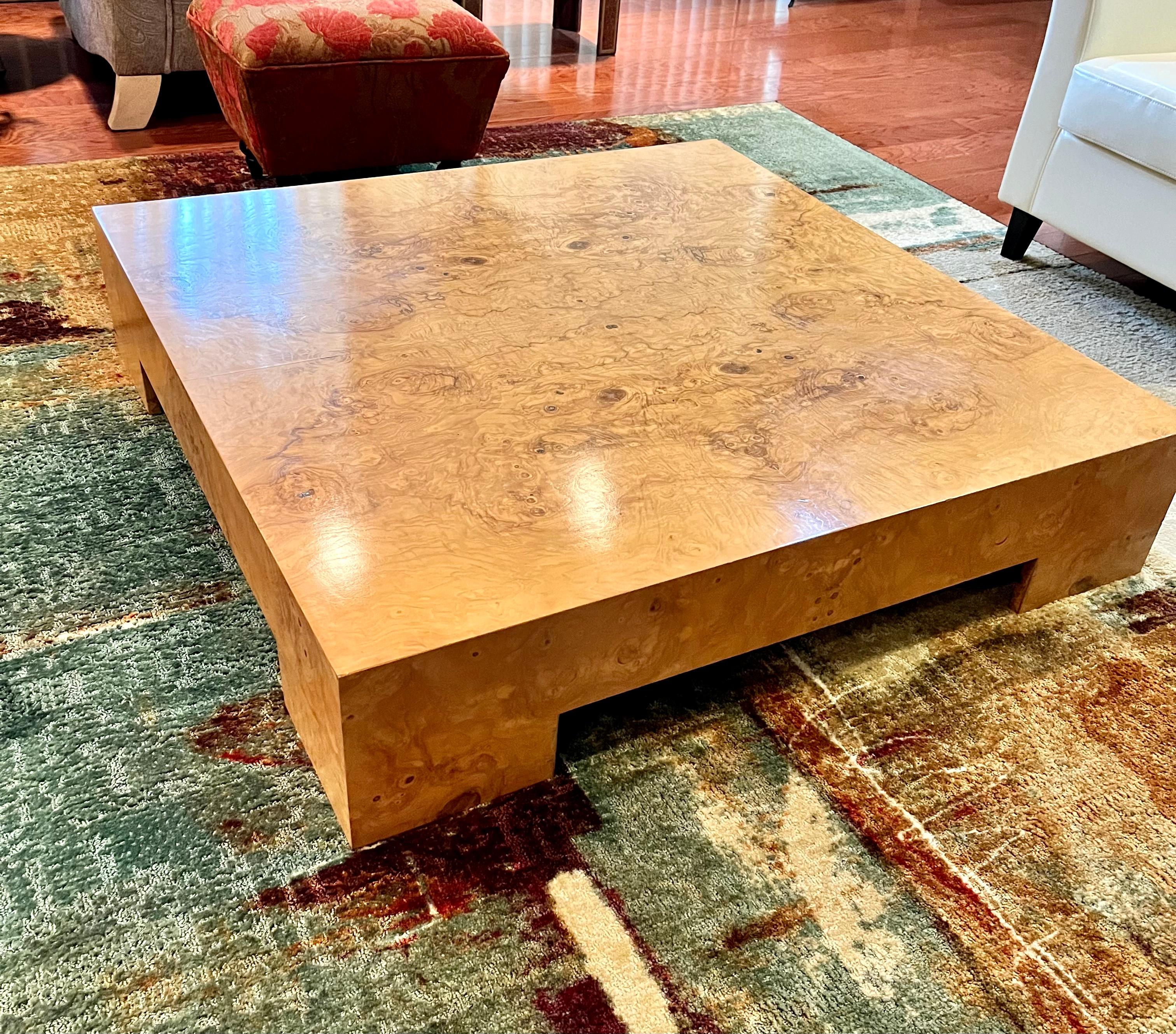Mid Century Modern Square Burlwood Milo Baughman Coffee Table for Thayer Coggin In Good Condition In Hopewell, NJ