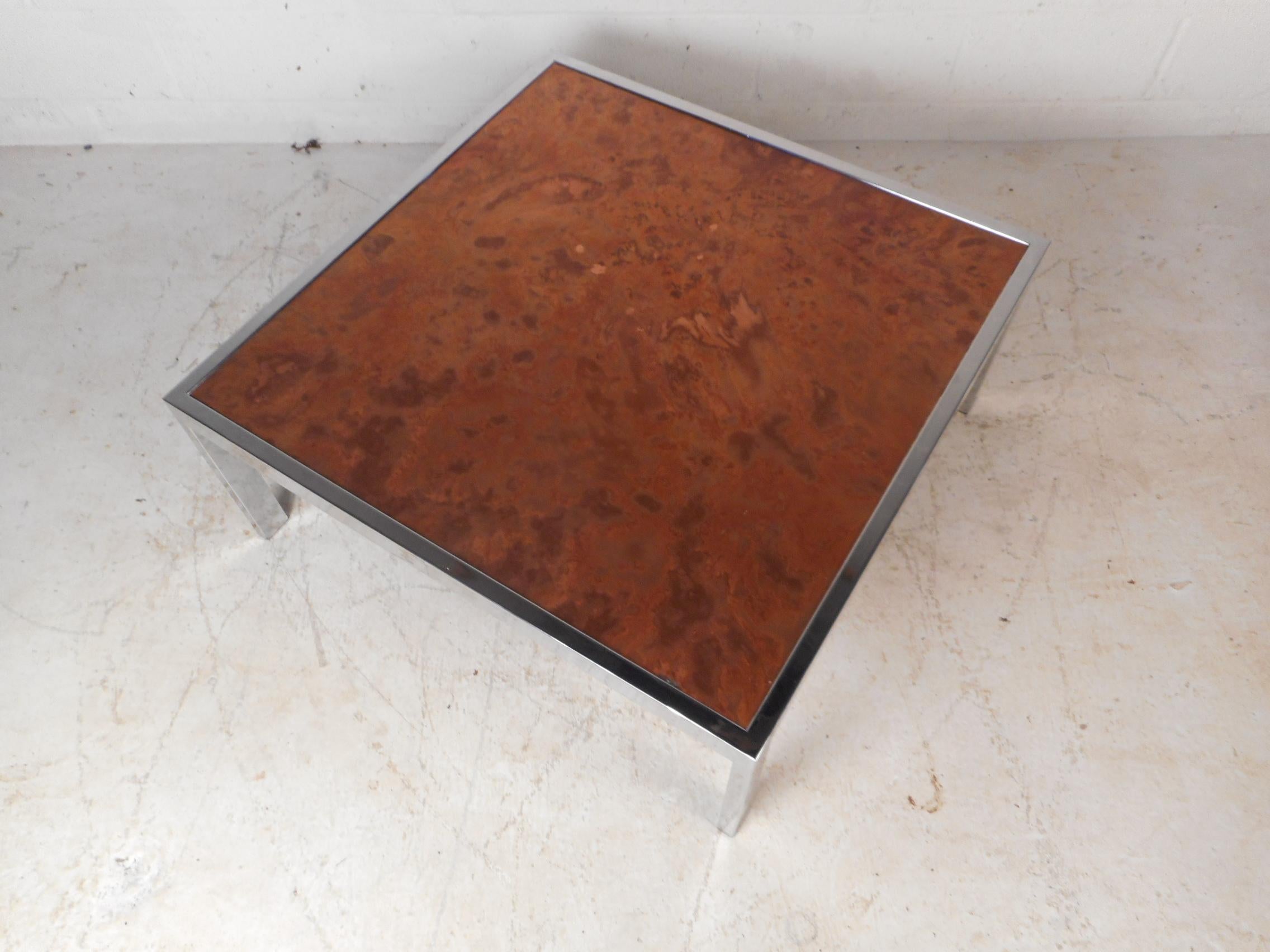 mid century chrome coffee table