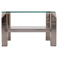 Mid century Modern Square Chrome  & Glass Coffee Table by Belgo chrome, 1970s