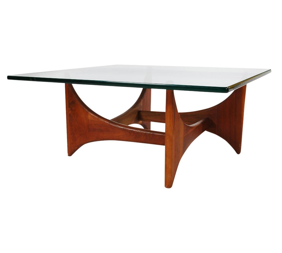 Mid-20th Century Mid-Century Modern Square Cocktail Table by Adrian Pearsall in Walnut and Glass
