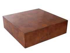 Mid-Century Modern Square Cocktail Table by Milo Baughman in Olive Burl Wood