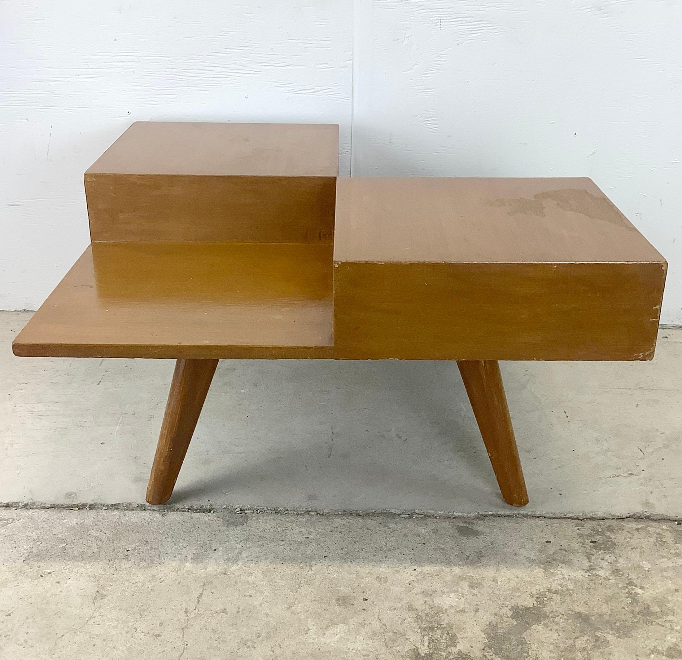 Unknown Mid-Century Modern Square Coffee Table with Two Drawers