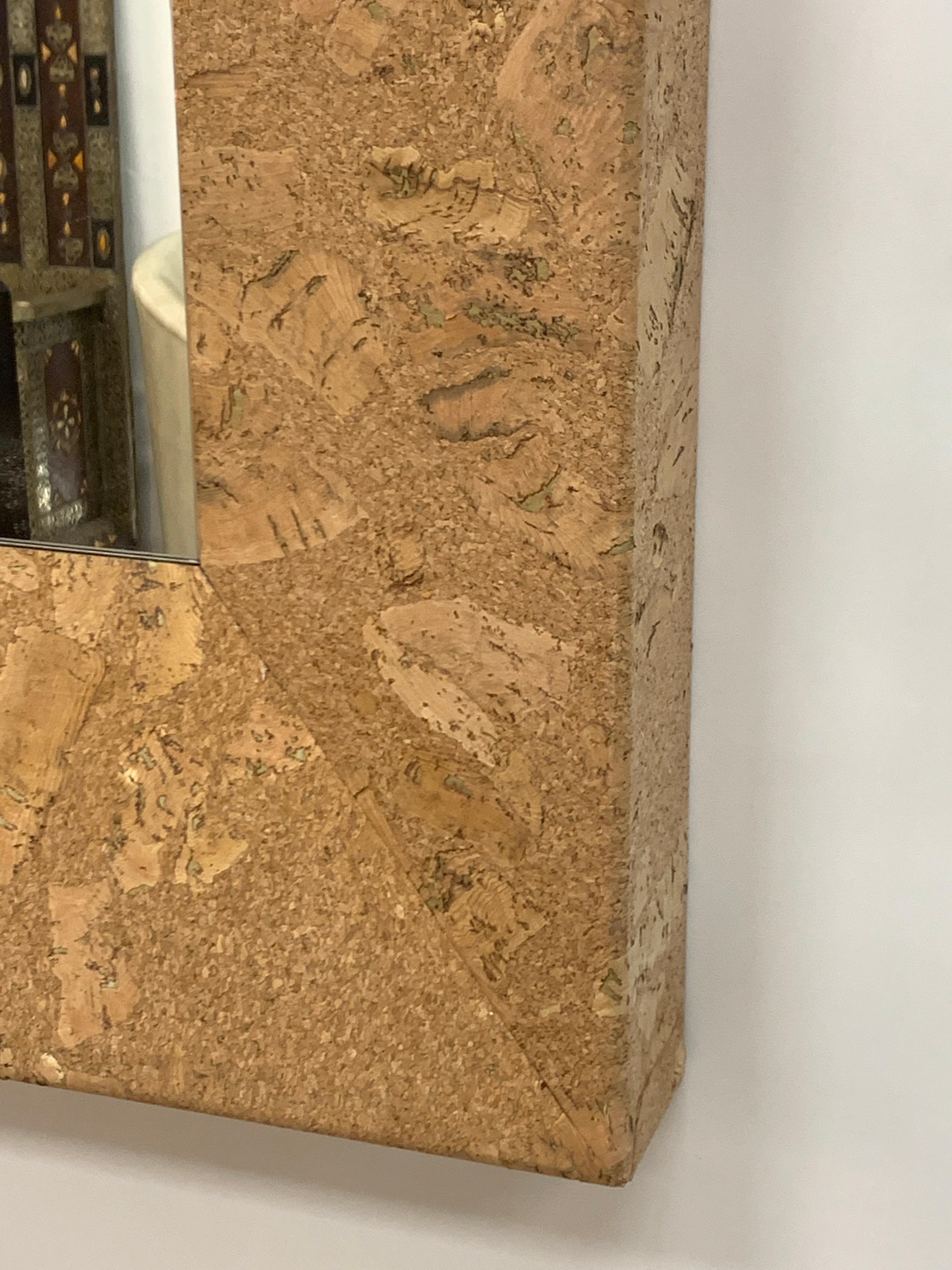 North American Mid-Century Modern Square Cork Mirror, Second Available For Sale