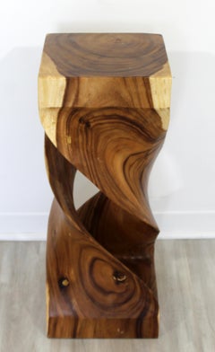 Mid-Century Modern Square Curved Wood Pedestal Display Stand, 1960s