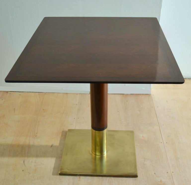 Mid-Century Modern Square Dining Table on Centre Base and Bronze Foot