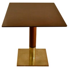 Mid-Century Modern Square Dining Table on Centre Base and Bronze Foot