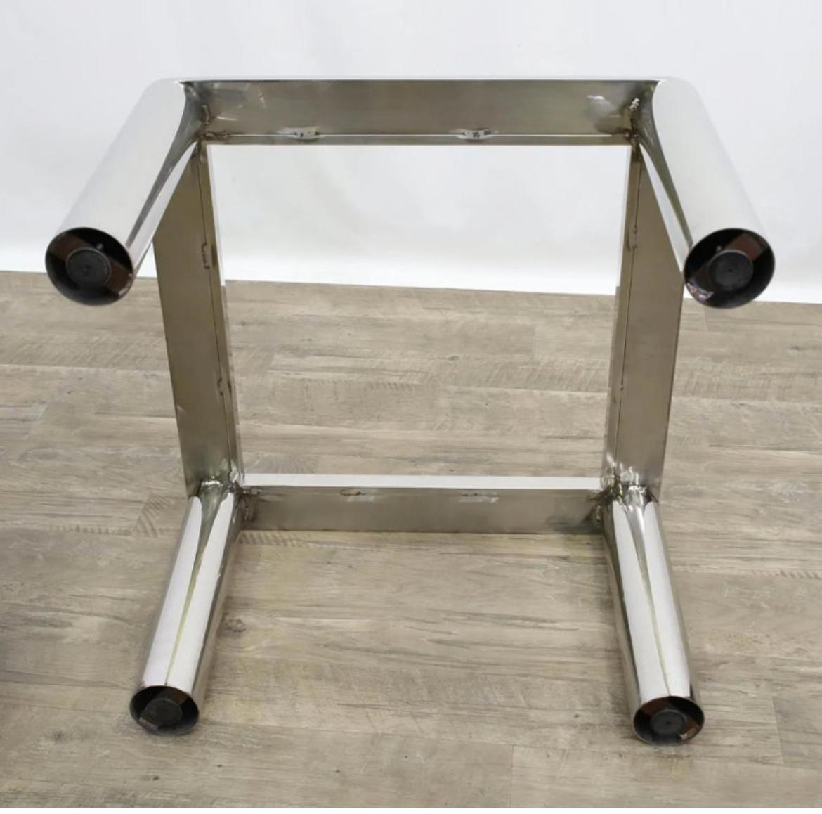 Mid-Century Modern Mid Century Modern Square Glass and Chrome Tube Side Table For Sale