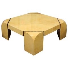 Mid-Century Modern Square Goatskin Coffee Table Attr. to Karl Springer 1970s