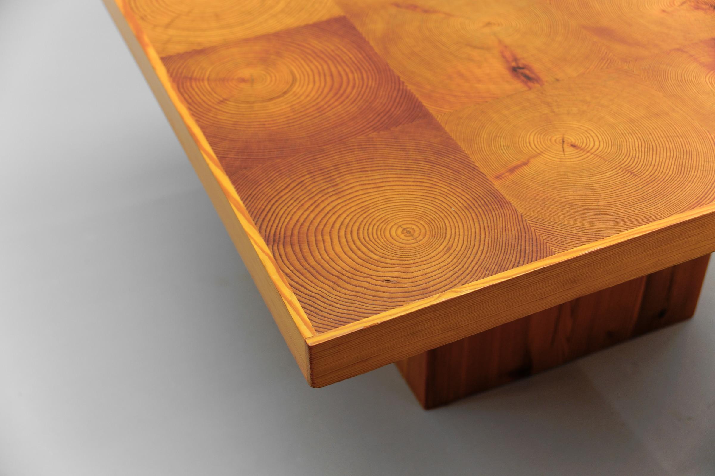 Quadratischer Couchtisch aus Kiefernholz, Mid-Century Modern, skandinavisch-modern, 1960er Jahre im Angebot 4