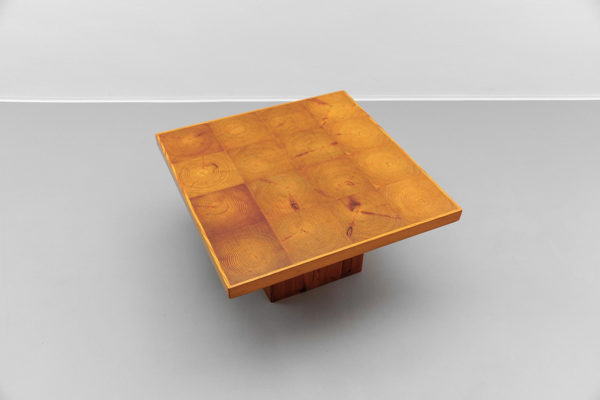 Quadratischer Couchtisch aus Kiefernholz, Mid-Century Modern, skandinavisch-modern, 1960er Jahre (Mitte des 20. Jahrhunderts) im Angebot