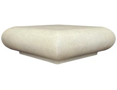Mid Century Modern Square Sculptural Cocktail Table in Cream Marble Lacquer
