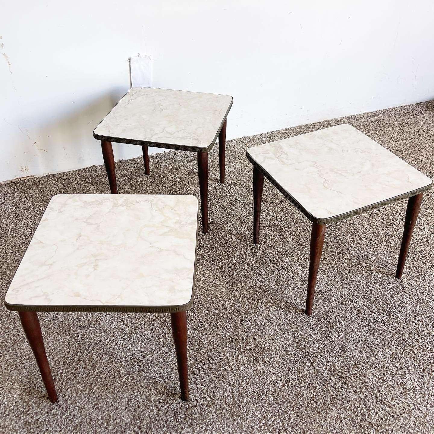 Late 20th Century Mid Century Modern Square Stacking/Nesting Tables For Sale
