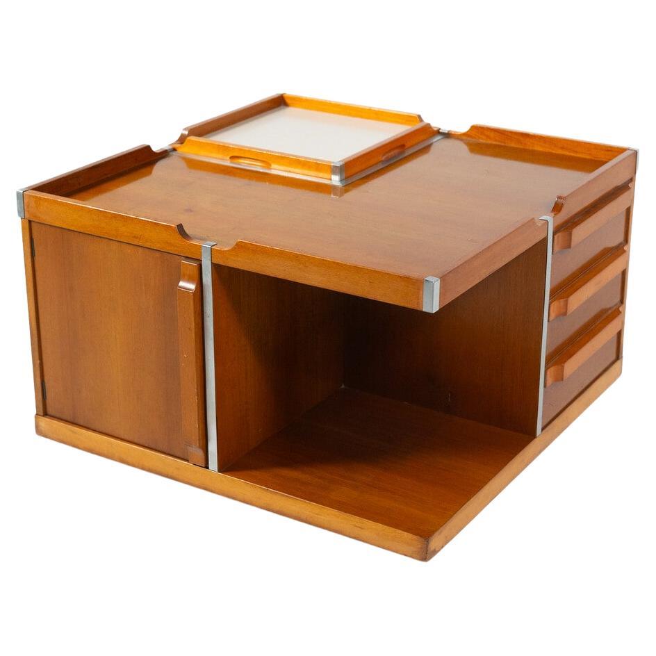 Mid-Century Modern Square Storage Coffee Table, Italy, 1960s For Sale