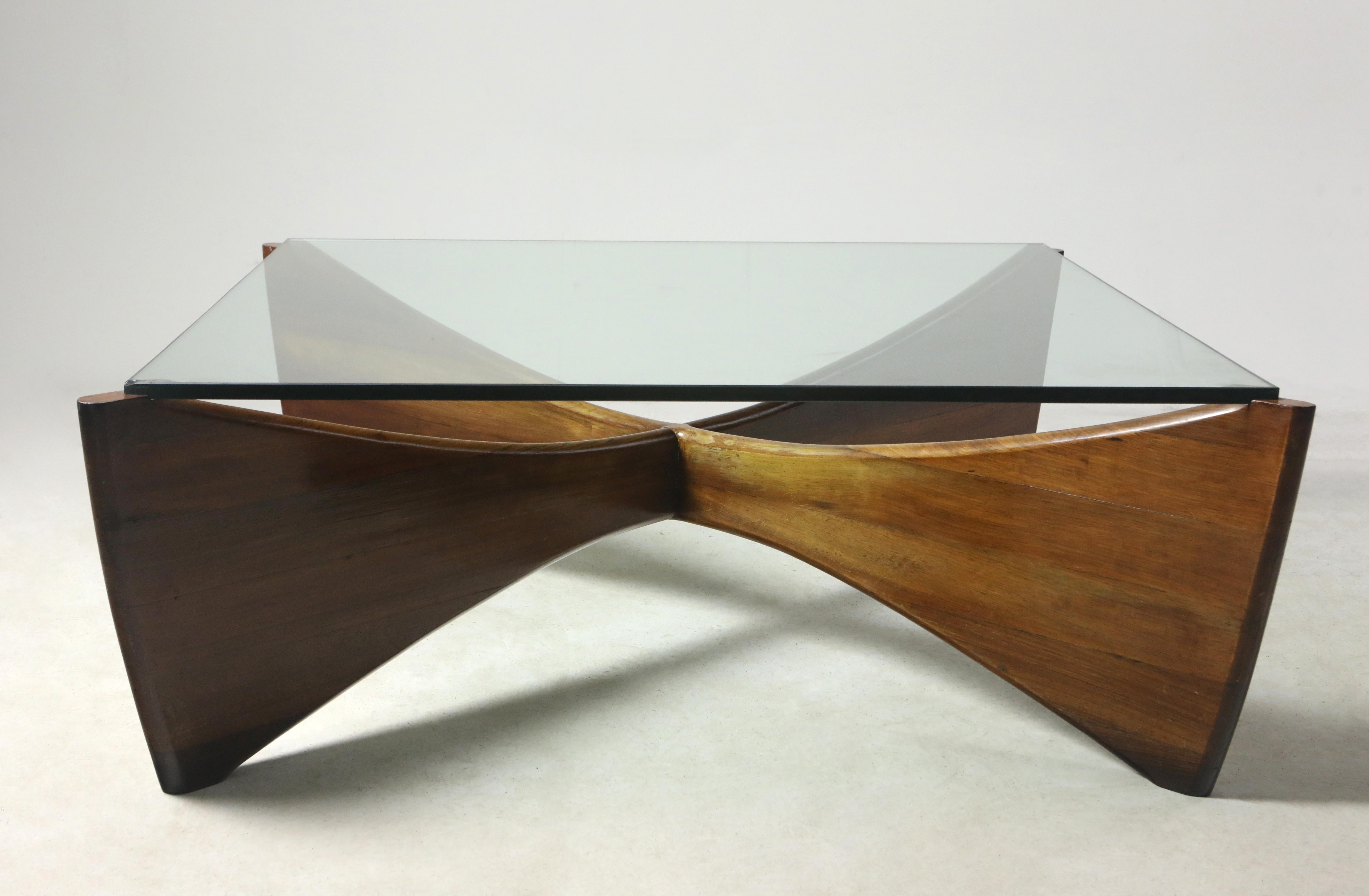 Brazilian Mid-Century Modern Square Table by Mobília Contemporânea, Brazil, 1950s For Sale