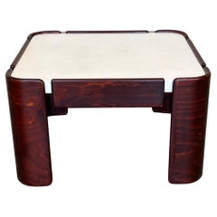 Retro Mid-Century Modern Square Table with Curved Legs and White Top
