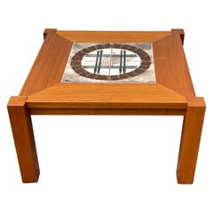 Mid-Century Modern Square Teak Coffee Table with Ceramic Center, Denmark