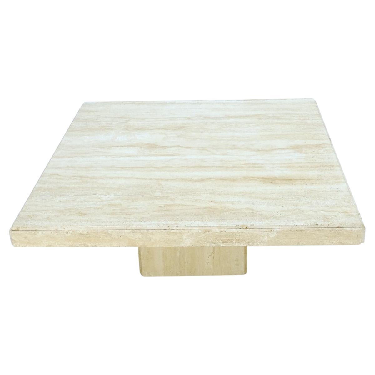 Mid-Century Modern Square Travertine Coffee Table