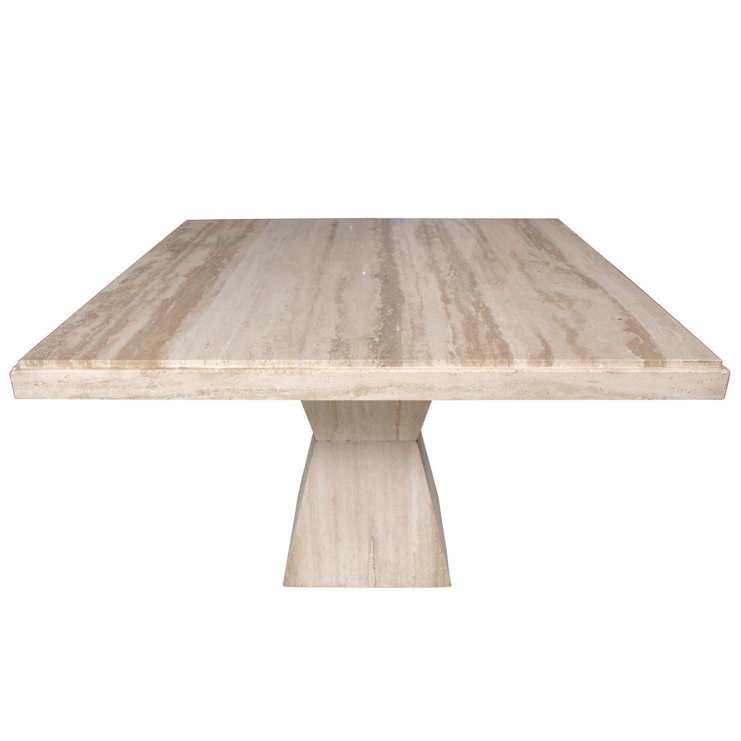 MidCentury Modern Square Travertine Table at 1stDibs