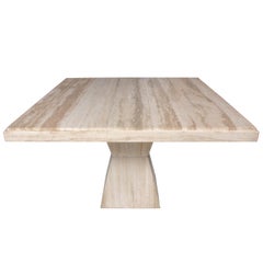 Mid-Century Modern Square Travertine Table