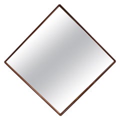 Mid-Century Modern Square Wall Mirror in Solid Wood Frame, Brazil, 1960s