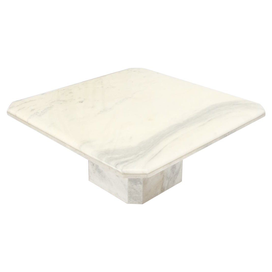 Table basse carrée moderne du milieu du siècle dernier en marbre blanc et gris