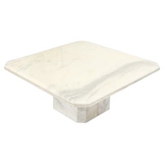 Mid Century Modern Square White & Grey Marble Coffee Center Table